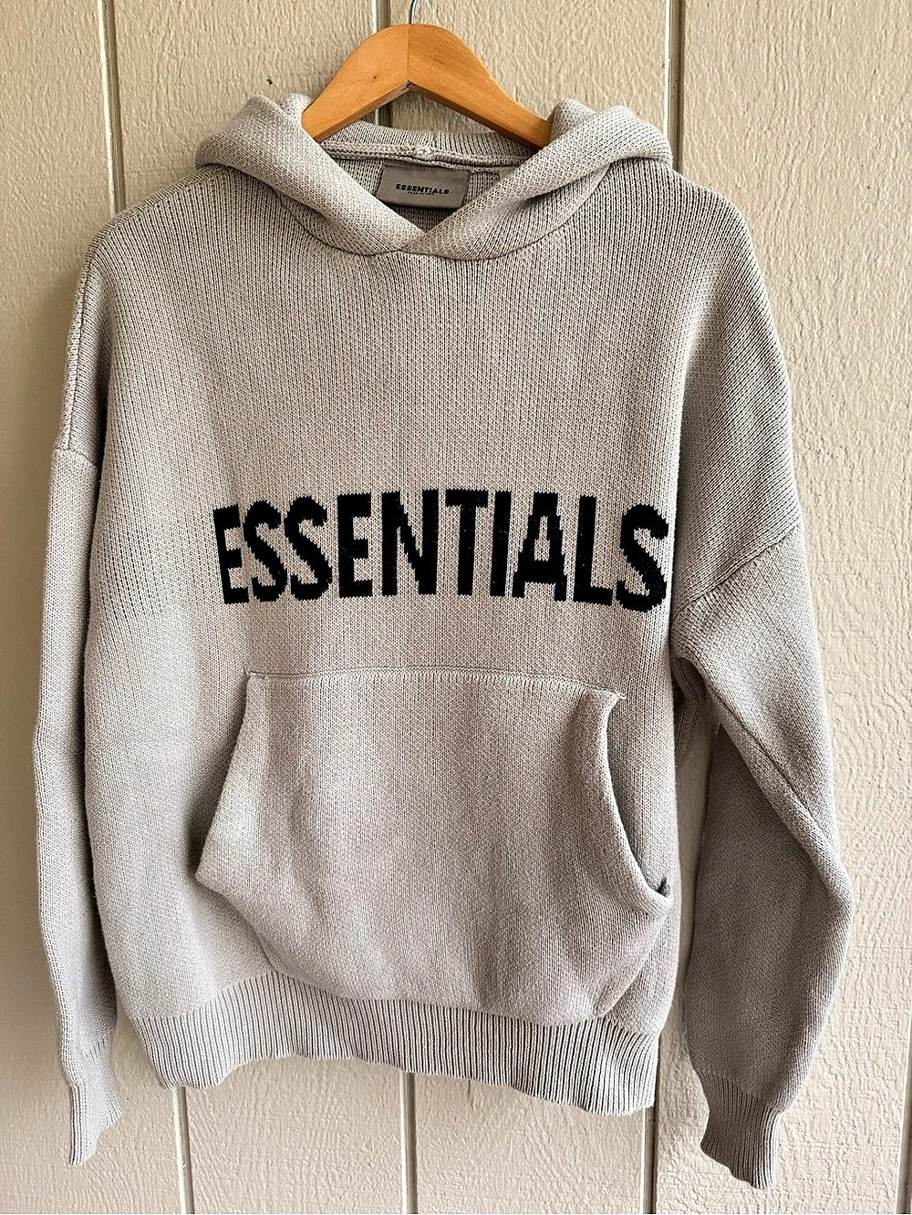 Essentials Fear of God Knit Pullover Hoodie Gray Size Small